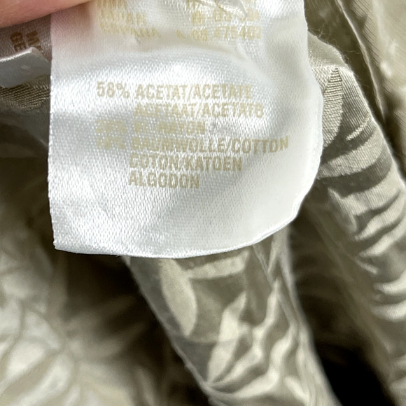 Vintage Escada Vest Women 40 Beige Margaretha Ley Button Front Leaf Print Silky - Picture 10 of 10